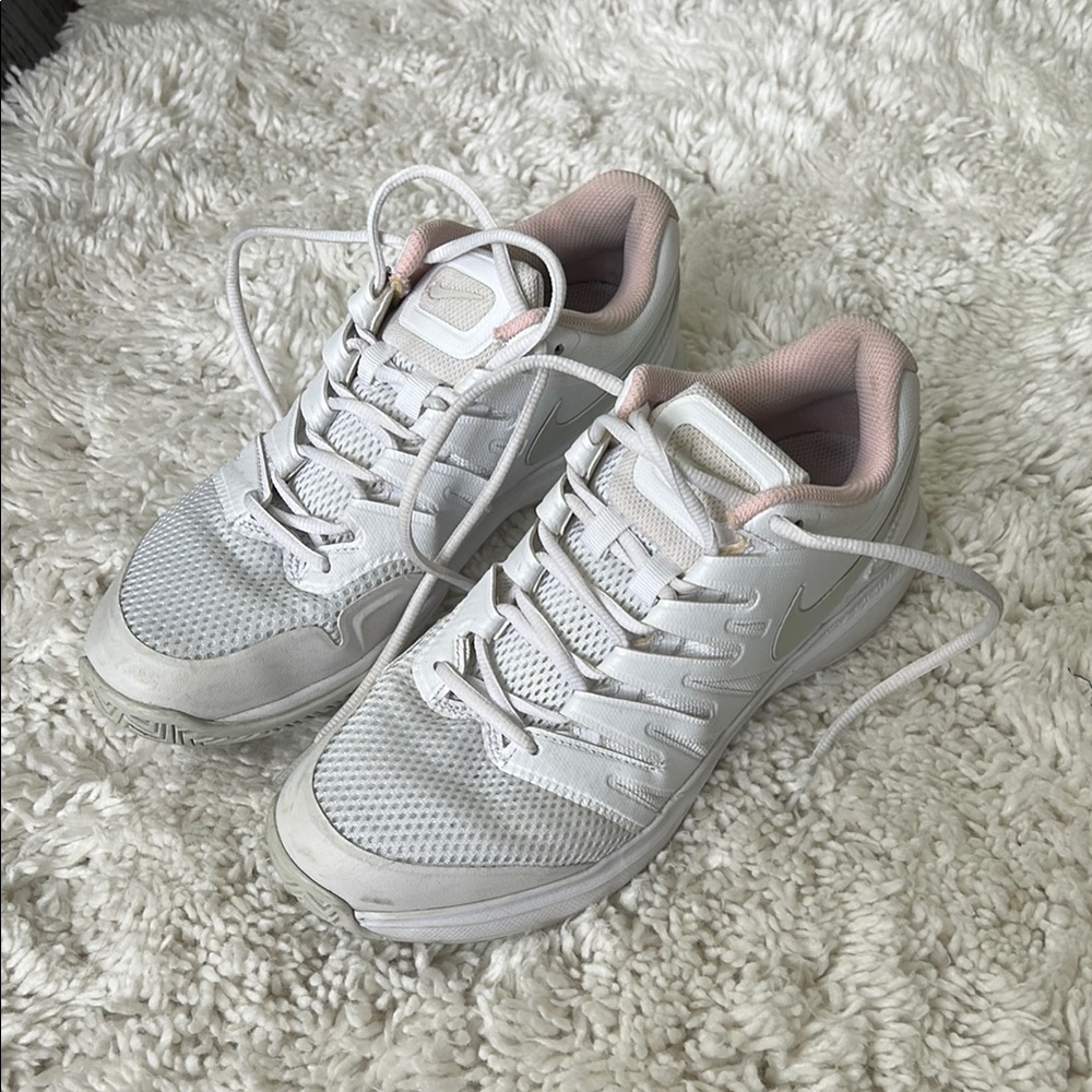 Nike White and Gray Athletic Sneakers with Breathable Mesh